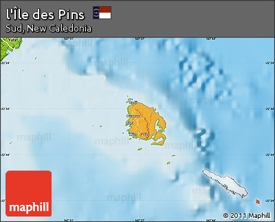 Political Map of L'Île Des Pins, physical outside