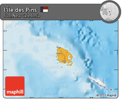 Political Map of L'Île Des Pins, single color outside