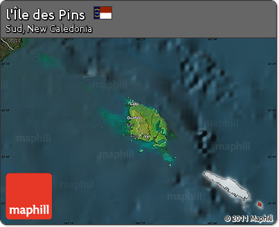 Satellite Map of L'Île Des Pins, darken