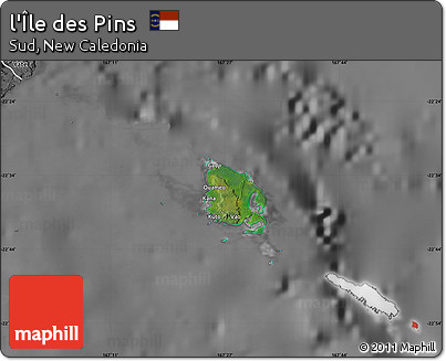 Satellite Map of L'Île Des Pins, desaturated