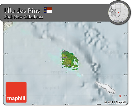 Satellite Map of L'Île Des Pins, lighten