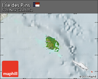 Satellite Map of L'Île Des Pins, lighten