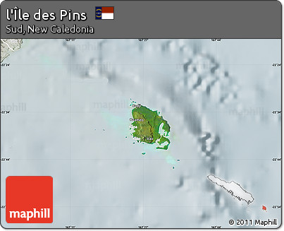 Satellite Map of L'Île Des Pins, lighten