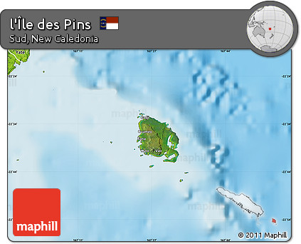Satellite Map of L'Île Des Pins, physical outside