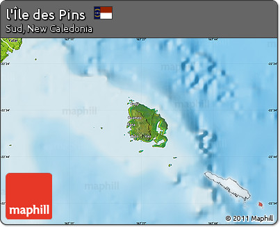 Satellite Map of L'Île Des Pins, physical outside
