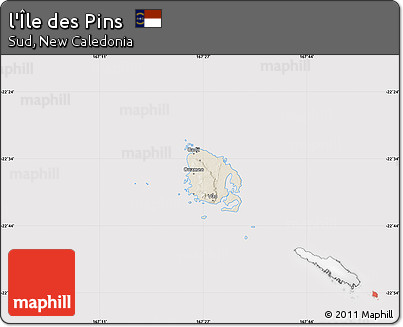 Shaded Relief Map of L'Île Des Pins, cropped outside
