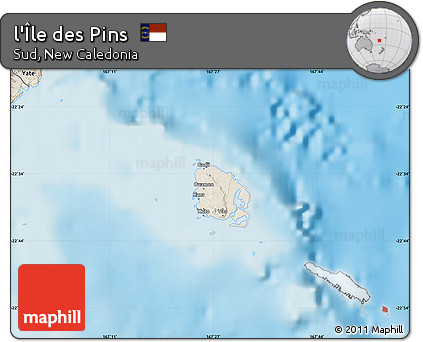 Shaded Relief Map of L'Île Des Pins