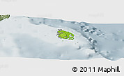Physical Panoramic Map of l'Île des Pins, semi-desaturated