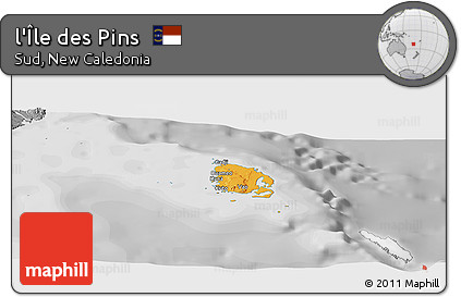 Political Panoramic Map of L'Île Des Pins, desaturated