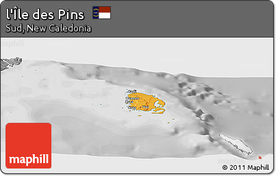 Political Panoramic Map of L'Île Des Pins, desaturated
