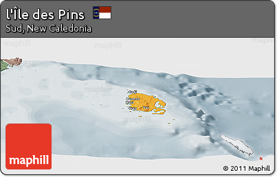 Political Panoramic Map of L'Île Des Pins, semi-desaturated