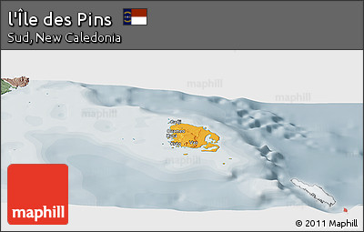 Political Panoramic Map of L'Île Des Pins, semi-desaturated