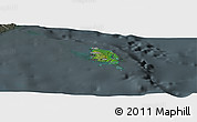 Satellite Panoramic Map of l'Île des Pins, darken, semi-desaturated
