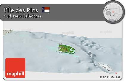 Satellite Panoramic Map of L'Île Des Pins, lighten