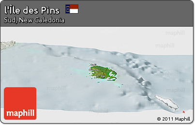 Satellite Panoramic Map of L'Île Des Pins, lighten