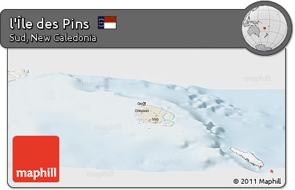 Shaded Relief Panoramic Map of L'Île Des Pins, lighten