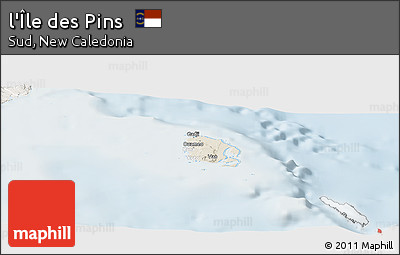 Shaded Relief Panoramic Map of L'Île Des Pins, lighten