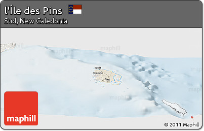 Shaded Relief Panoramic Map of L'Île Des Pins, lighten