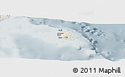 Shaded Relief Panoramic Map of l'Île des Pins, semi-desaturated