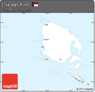 Silver Style Simple Map of L'Île Des Pins