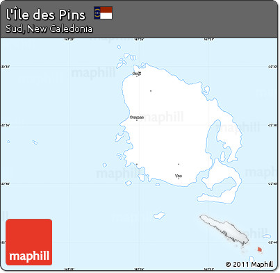 Silver Style Simple Map of L'Île Des Pins, single color outside