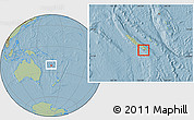 Savanna Style Location Map of Nouméa, within the entire country, hill shading