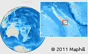Shaded Relief Location Map of Nouméa, within the entire country