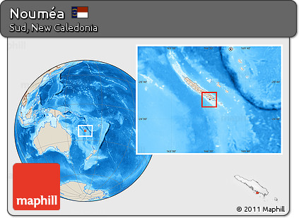 Shaded Relief Location Map of Nouméa