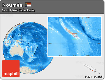 Shaded Relief Location Map of Nouméa