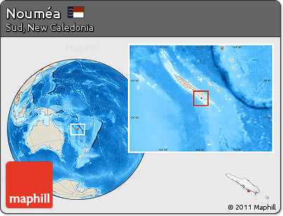 Shaded Relief Location Map of Nouméa, highlighted parent region