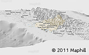 Shaded Relief Panoramic Map of Païta, desaturated
