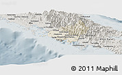 Shaded Relief Panoramic Map of Païta, semi-desaturated