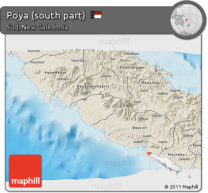 Shaded Relief 3D Map of Poya (south Part)