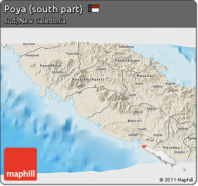 Shaded Relief 3D Map of Poya (south Part)