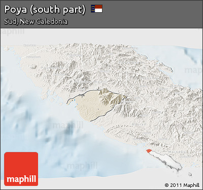 Shaded Relief 3D Map of Poya (south Part), lighten