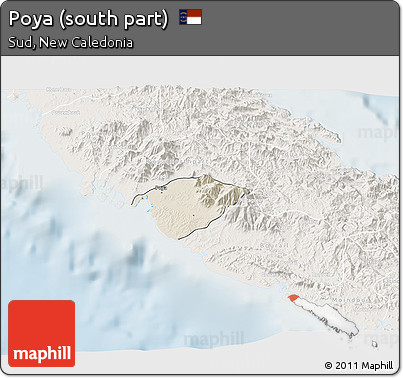 Shaded Relief 3D Map of Poya (south Part), lighten