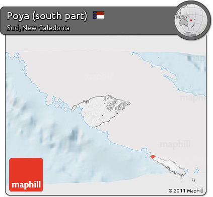 Silver Style 3D Map of Poya (south Part), single color outside