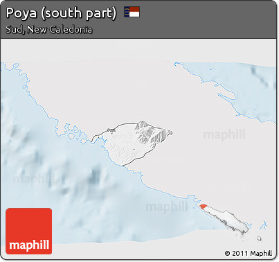 Silver Style 3D Map of Poya (south Part), single color outside