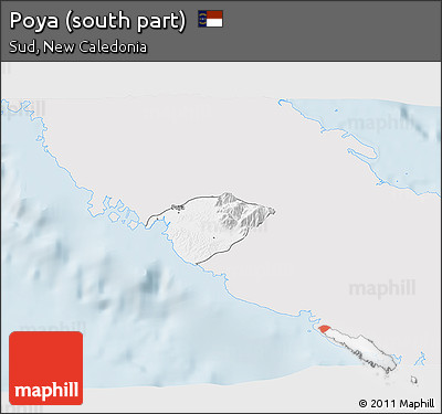 Silver Style 3D Map of Poya (south Part), single color outside