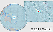 Gray Location Map of Poya (south part), highlighted country, highlighted parent region, hill shading