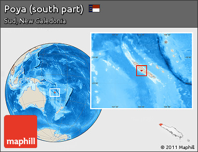 Shaded Relief Location Map of Poya (south Part)