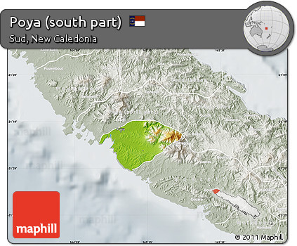 Physical Map of Poya (south Part), lighten, semi-desaturated
