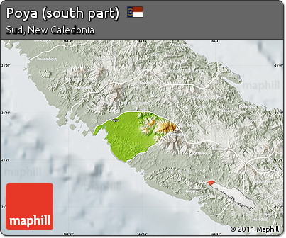 Physical Map of Poya (south Part), lighten, semi-desaturated