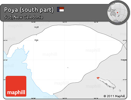 Silver Style Simple Map of Poya (south Part)