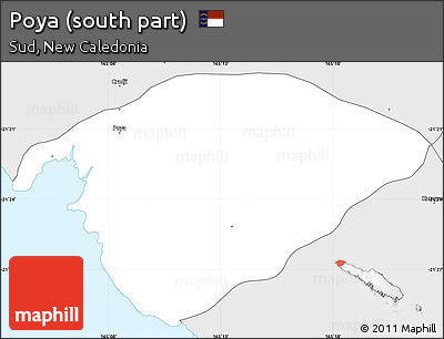 Silver Style Simple Map of Poya (south Part)