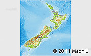 Physical 3D Map of New Zealand, desaturated, land only