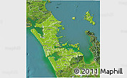 Physical 3D Map of Auckland, satellite outside