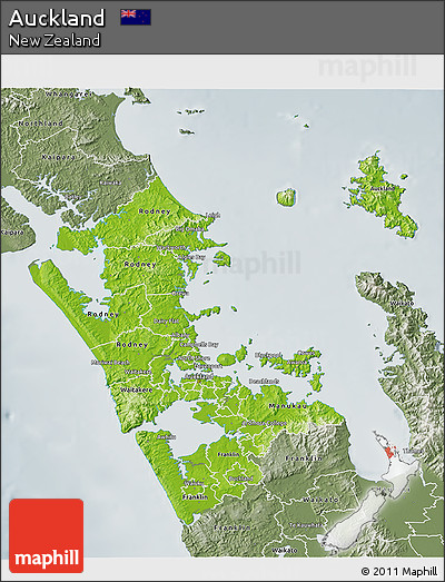 Physical 3D Map of Auckland, semi-desaturated