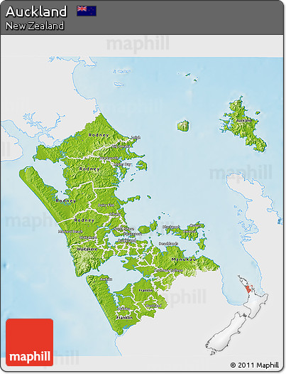 Physical 3D Map of Auckland, single color outside