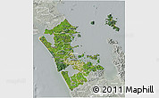Satellite 3D Map of Auckland, lighten, semi-desaturated